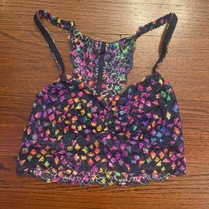 NWOT | VS PINK | Geometric Print Cropped Lace Bralette | Size S